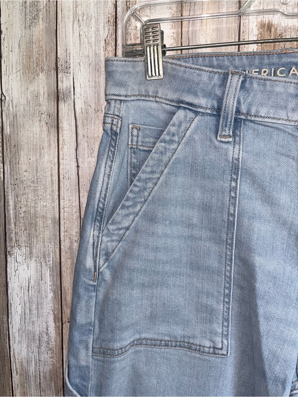 NWT American Eagle Dreamy Drape Super High Rise Baggy Wide Leg Jeans 4 Long - Picture 4 of 7